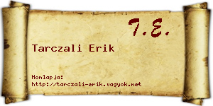 Tarczali Erik névjegykártya